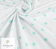 Baumwoll- Bettwäschestoff Weiß mit mattgrünen Sternen