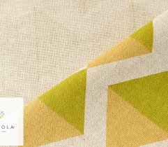 Woven linen-like fabric - triangles green-yellow 2,7mb