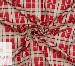 Woven Cotton Linen Fabric - Red Check