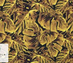 Woven Panama Polyester Fabric - Golden Monstera 1,3 Lm + 0,8Lm