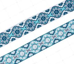 Jacquard Ribbon 2,3 cm - Ethnic Blue